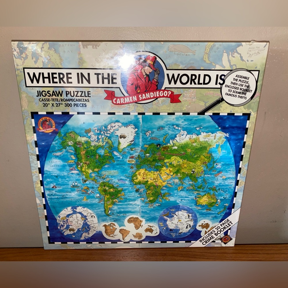 VTG Where In The World Is Carmen Sandiego 300 Piece Jigsaw Puzzle 1993 Sealed